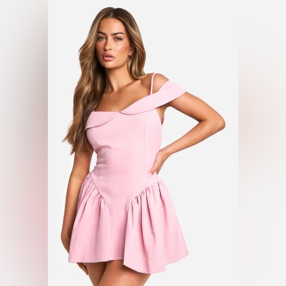 Boohoo Strappy Tailored Full Skirt Mini Dress